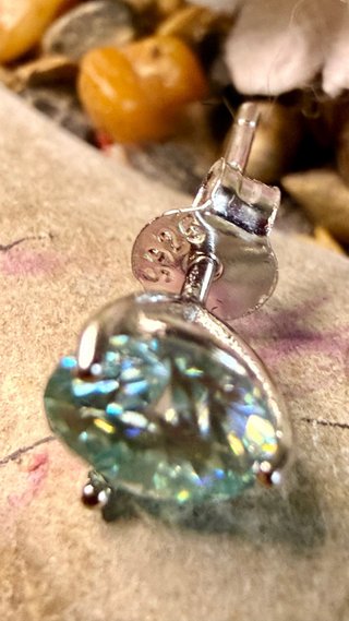 Lujo! Plata 925 Pendientes con Moissanita Azul