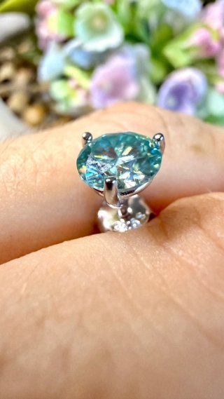 Lujo! Plata 925 Pendientes con Moissanita Azul