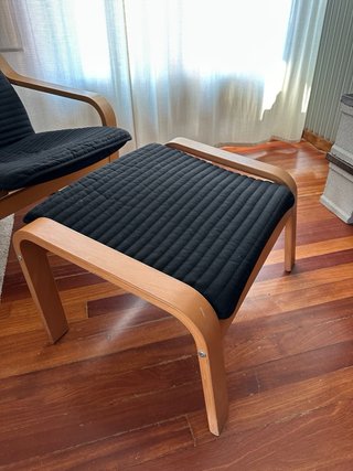 Sillón y reposapiés madera/negro