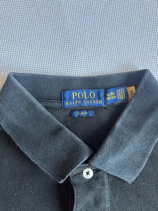 Polo Ralph Lauren Negro Talla XL niño slim fit.