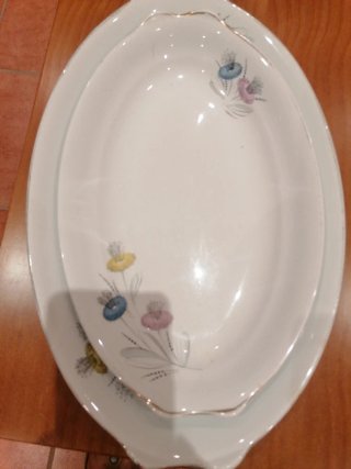 Sopera, bandeja y salsera vintage porcelana