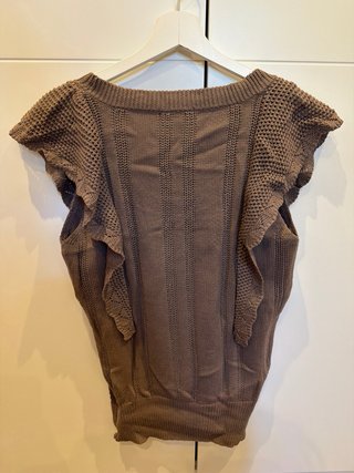 Blusa de punto marrón manga corta top sueter