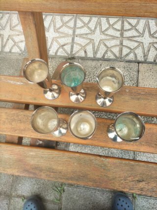 Conjunto 6 copas Valero vintage metal