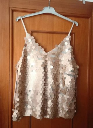 Top lentejuelas rosado talla L
