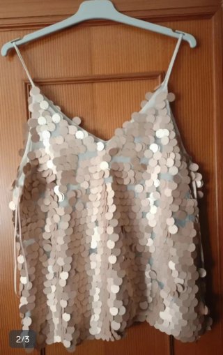 Top lentejuelas rosado talla L