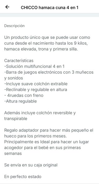 Minicuna Chicco Trona Hamaca