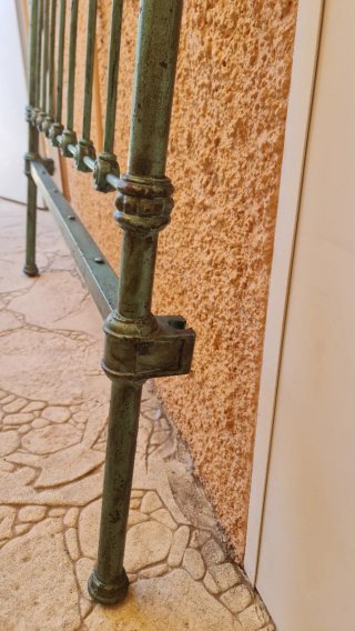Cabezal Cama Hierro Forjado Antiguo Verde Dorado
