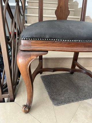 Sedia d'epoca primi 900 in legno e pelle (4 sedie)