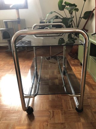 Camarera vintage acero cromado y cristal