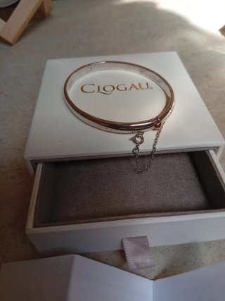 Pulsera Rígida Clogau "Cariad" - Plata y Oro Rosa