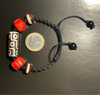 Pulsera Dzi 9 Ojos Roja y Marrón