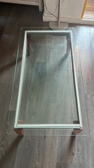 Mesa de centro cristal y madera