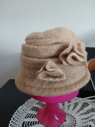 Sombrero Cloche Lana Hervida Beige