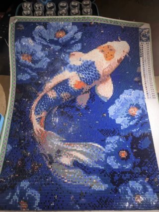 Cuadro Diamond Painting Koi Flores 30x40cm