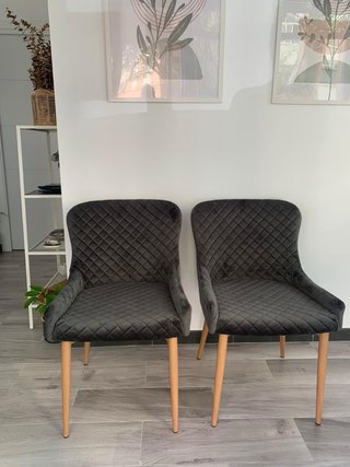 Juego de 2 sillas de terciopelo gris
