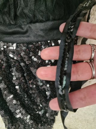 Vestido largo tul y lentejuelas negro