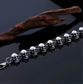 OFERTA! Conjunto Acero Calaveras Plata y Negro