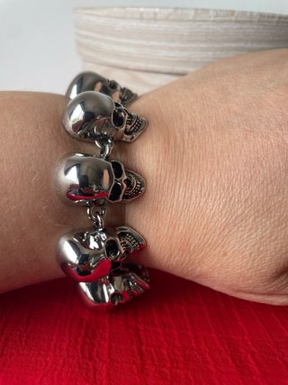 OFERTA! Conjunto Acero Calaveras Plata y Negro