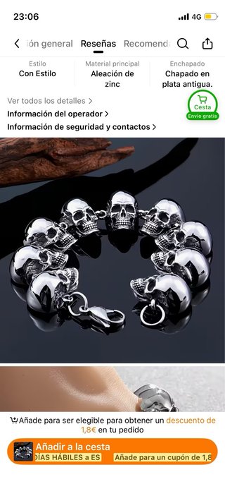 OFERTA! Conjunto Acero Calaveras Plata y Negro