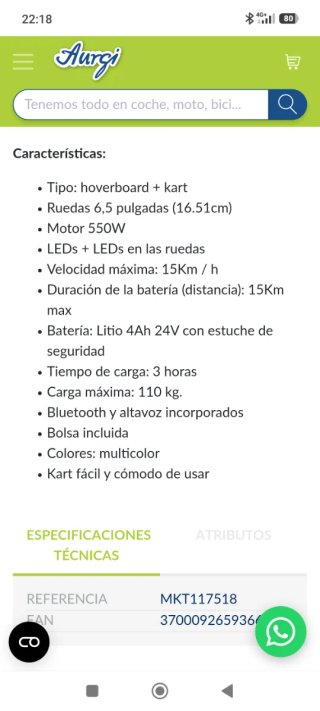 Hoverboard 65S Flash BT + Kart