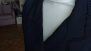 Blazer donna blu con cordoncino