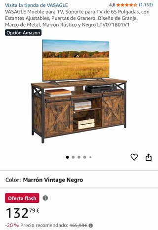 Mueble TV VASAGLE Marrón Rústico Negro