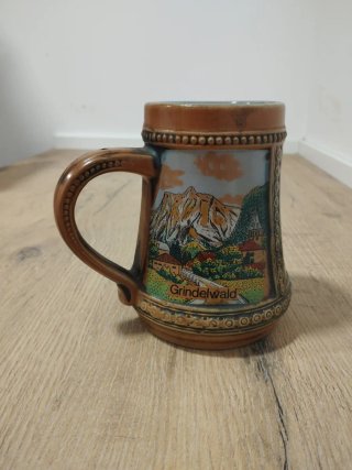 Jarra cerveza cerámica decorada