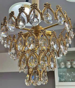 Lámpara de techo Cristal de Roca y metal dorada