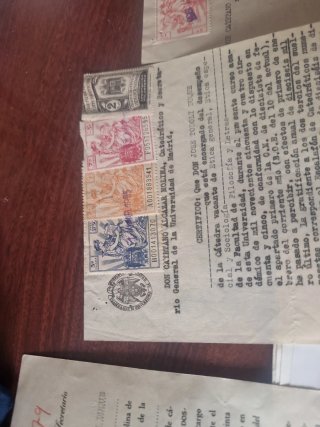 Documentos antiguos con sellos 1947 coleccionistas