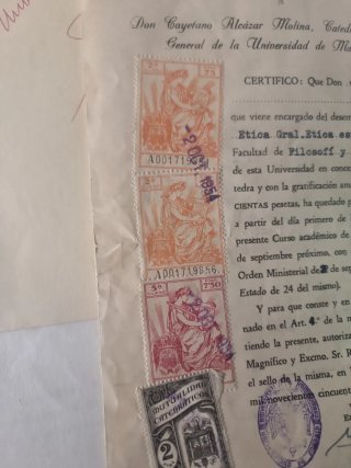 Documentos antiguos con sellos 1947 coleccionistas