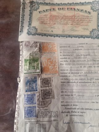 Documentos antiguos con sellos 1947 coleccionistas