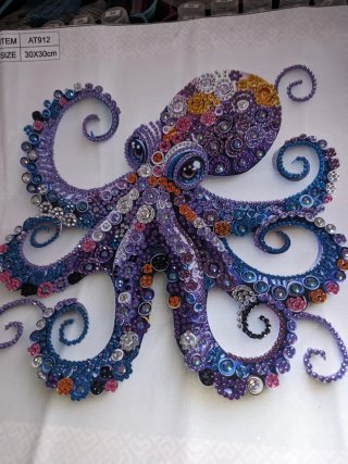 Cuadro Diamond Painting Pulpo multicolor