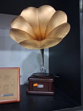 Tocadiscos Adorno Marrón y Dorado