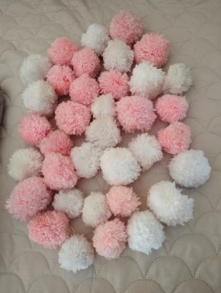 36 Pompones Rosas y Blancos