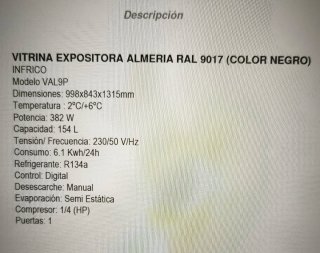 Vitrina expositora refrigerada Infrico