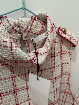 Vestido Zara cuadros rosa y beige