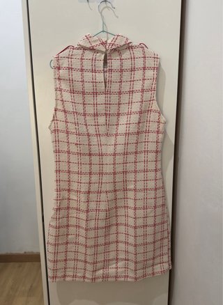 Vestido Zara cuadros rosa y beige