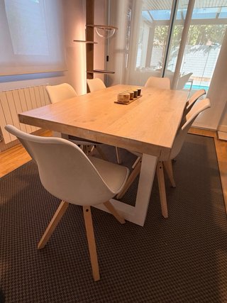 Mesa Comedor 160x90 + 6 Sillas Nórdicas