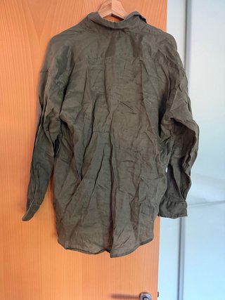 Camisa H&M lino verde caqui – Mujer XS