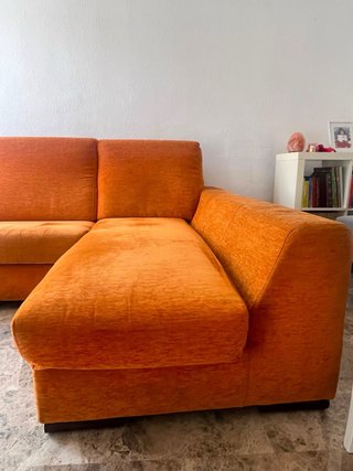 Sofá chaise longue naranja 3 piezas
