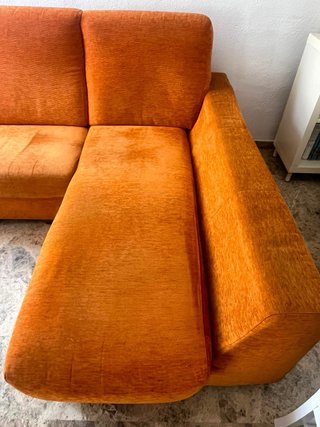 Sofá chaise longue naranja 3 piezas