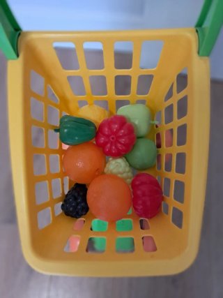 Carrito de supermercado de juguete con accesorios