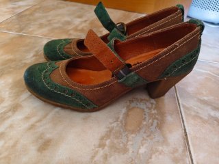 Zapatos Yokono piel marrones y verdes