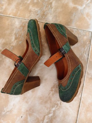 Zapatos Yokono piel marrones y verdes