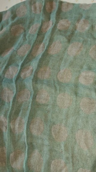 Sciarpa fantasia pois grigio/verde acqua
