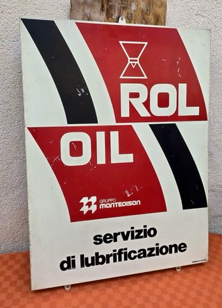 Insegna Vintage Roloil Montedison Serigrafata