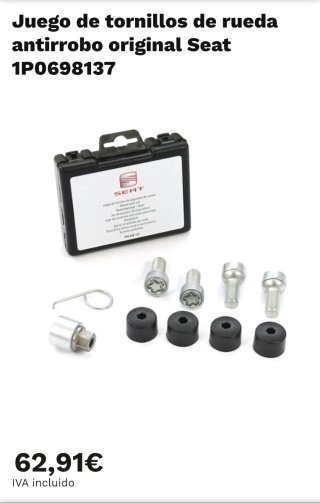 Tornillos Antirrobo Seat Originales
