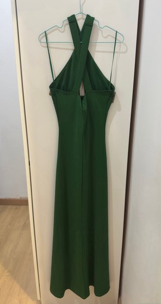 Vestido verde Zara halter largo