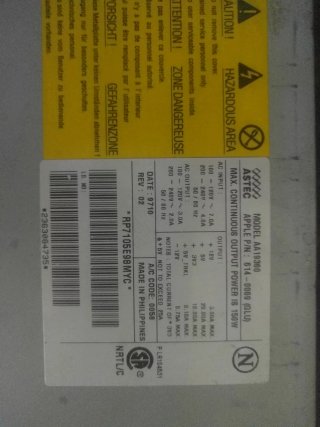 Fuente 150W Apple 614-0069 Astec AA19360 Power Mac