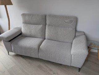 Sofá 2 plazas grandes tela gris 200x85cm